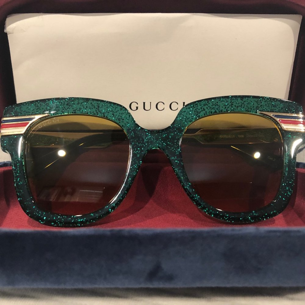 GUCCI Square frame Glitter Acetate Green Sunglasses
